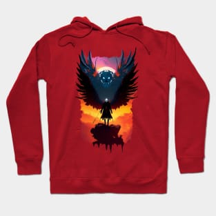 fantastic wings devil skull on rock graphic design and illustration by ironpalette Hoodie